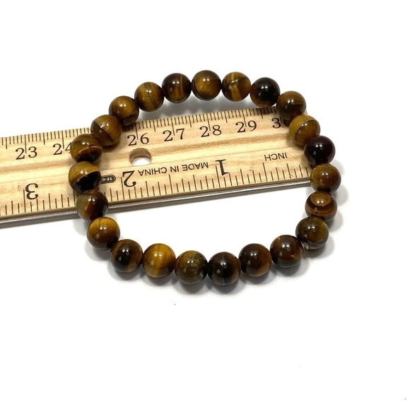 Bracelet Tiger’s Eye Stone Stretch Natural Polished Stones - Picture 3 of 5